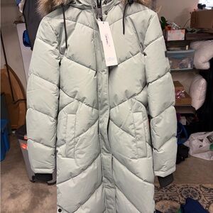 Roxy Long Women's Puffer Coat - sz Small - color Lilly Pad NWT
